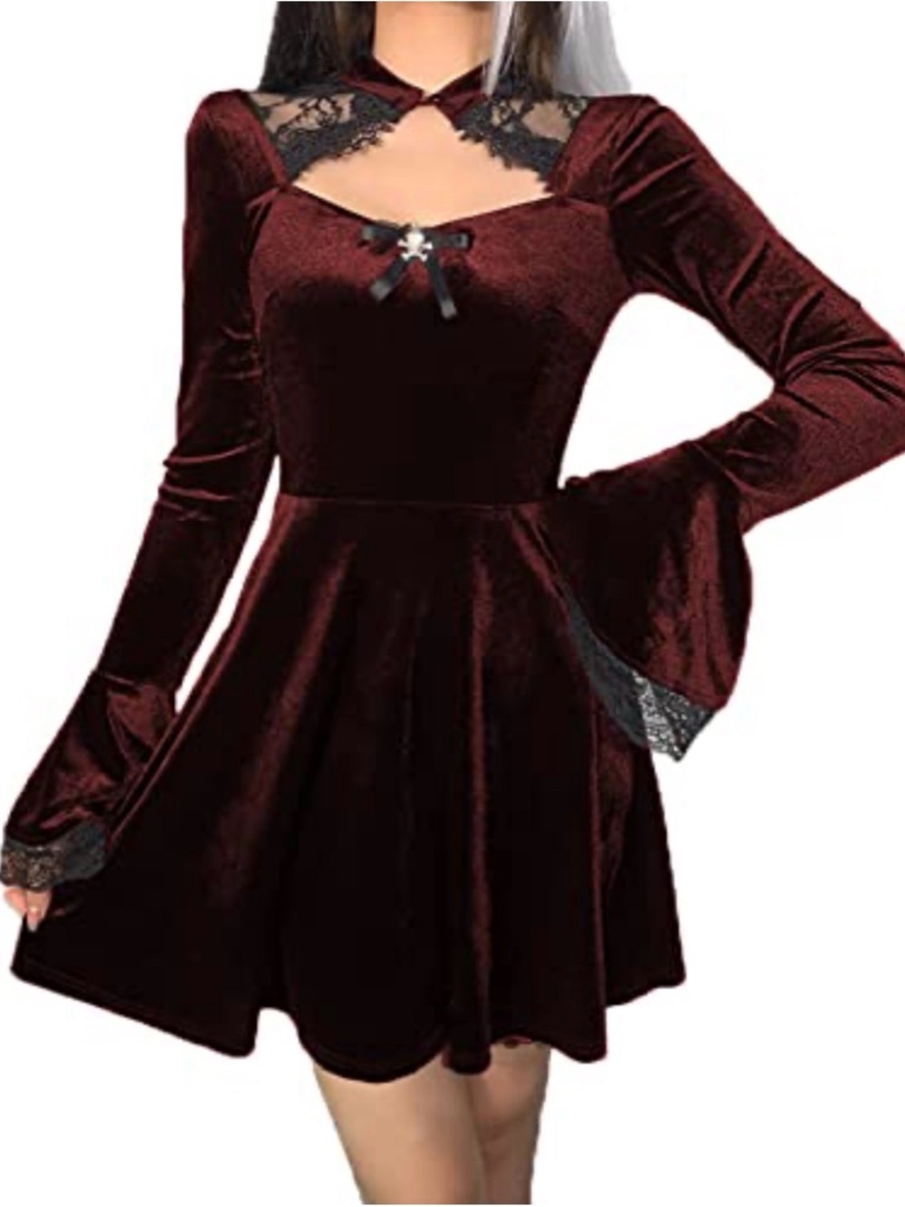 Women's Vintage Gothic Velvet Dress, Long Sleeve